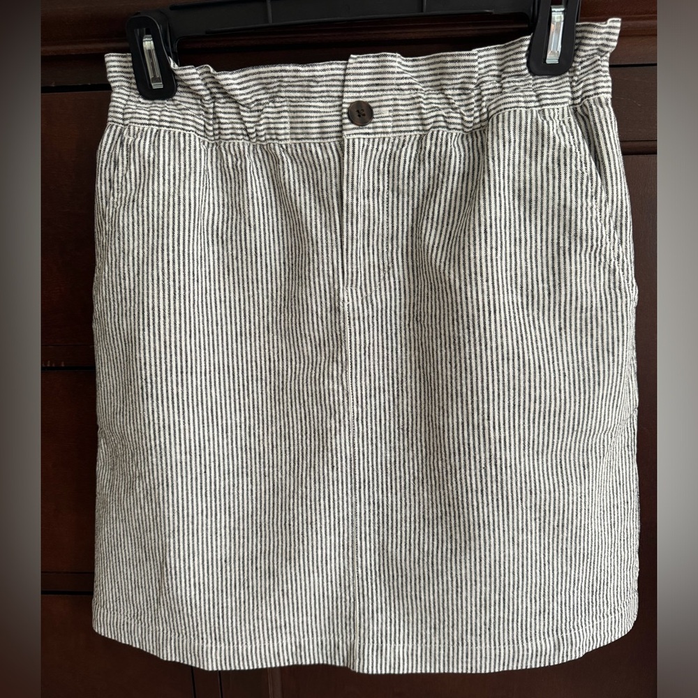 J. Crew Blue & White Linen Blend Skirt